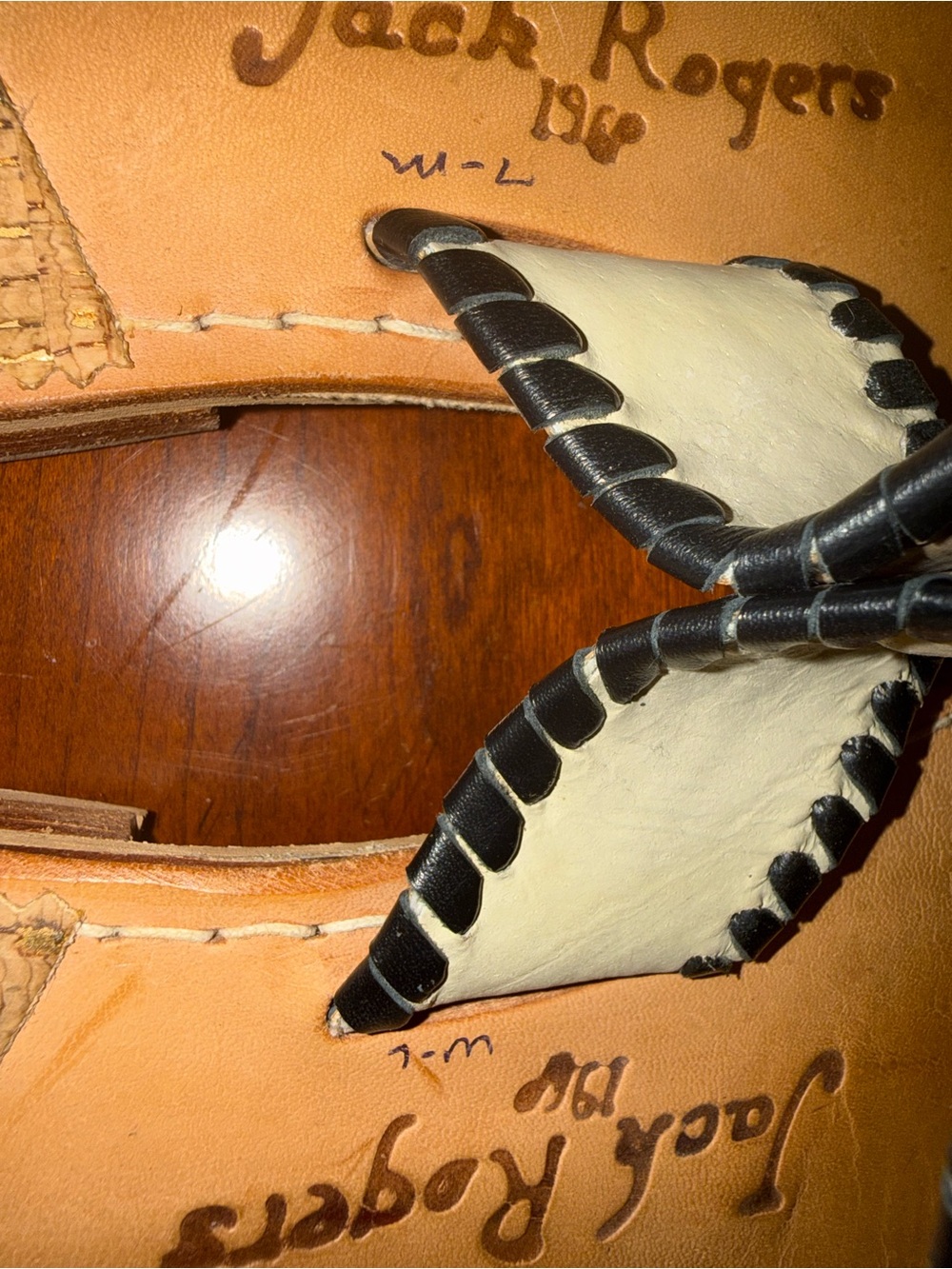 Jack Rogers Tan Cork Sandals with Black Whipstitch - Picture 3 of 3